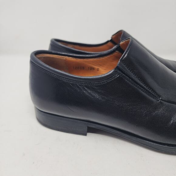 Magnanni Italy Mens 10.5 Shoes Black Leather Slip On Apron Toe Loafers - Picture 3 of 12